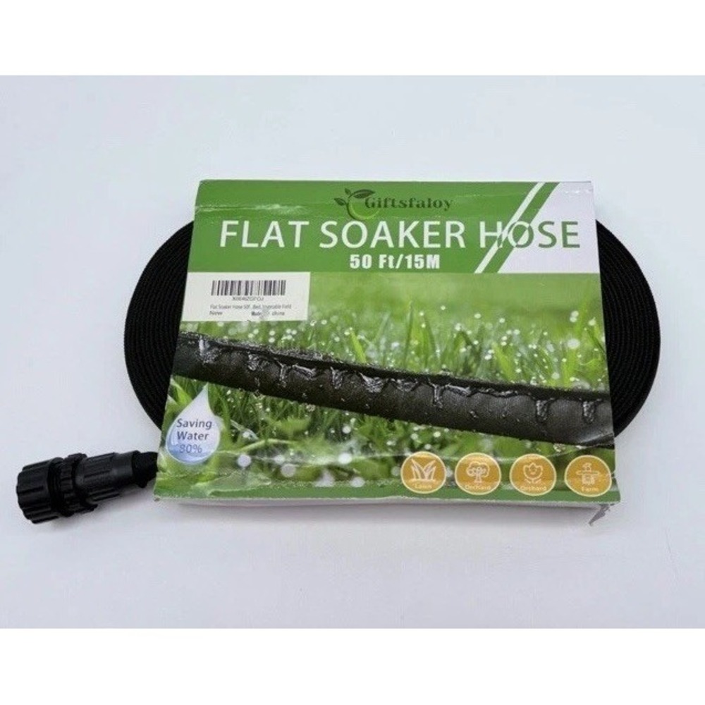 Flexible Flat Soaker Garden Hose 50 Ft Black Water‎ Saving Irrigation Garden